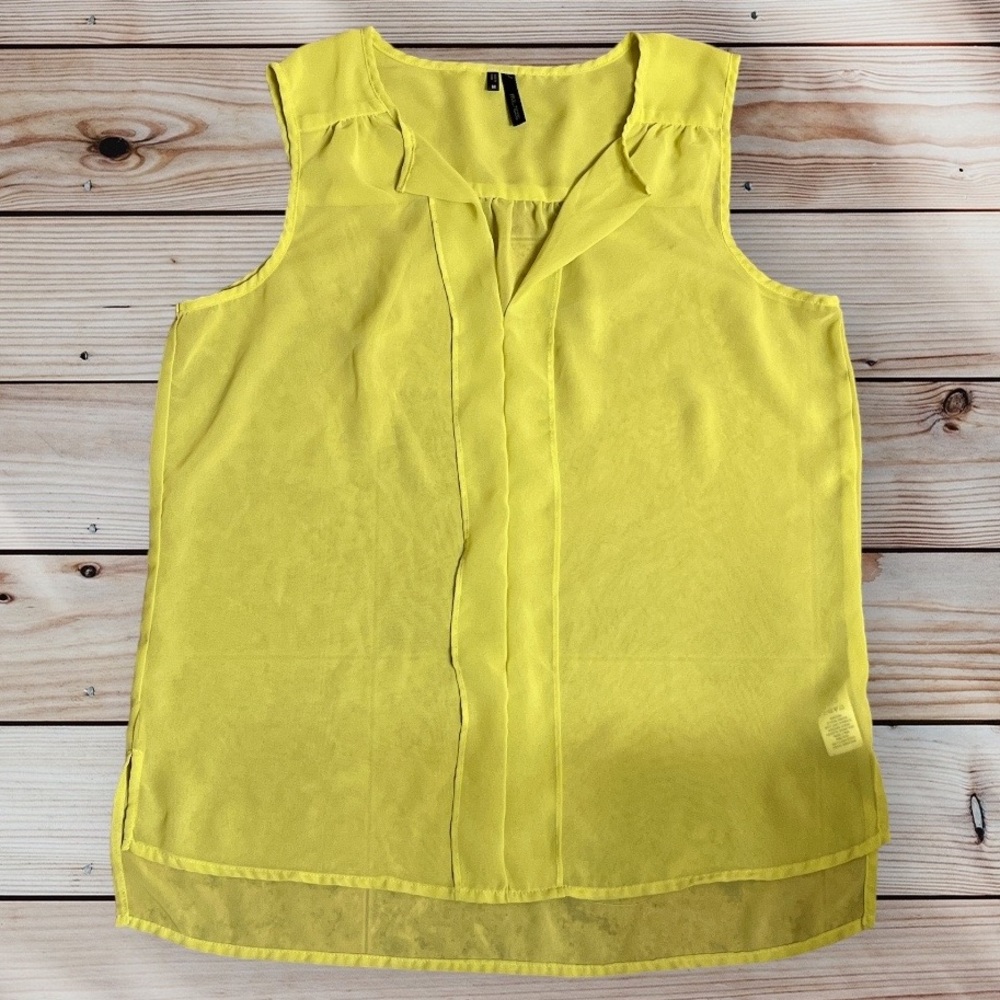 Maurices Cami Blouse Tank Top Shirt Neon Yellow Green Color Medium